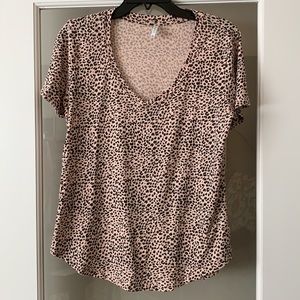 Cap sleeve Tee, soft pink and gray leopard print